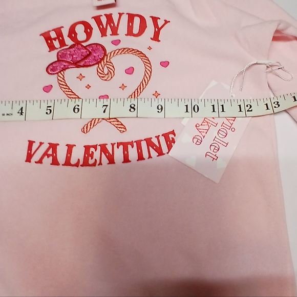 Violet Skye Toddler Outfit Set | 3-Piece Pink “Howdy Valentine” Sweatshirt 4T - Picture 10 of 12